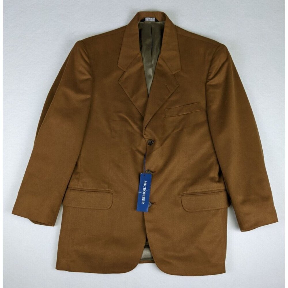 Hunt Valley Men's Blazer Size 39R Tan Brown Microfiber Faux Suede Vintage